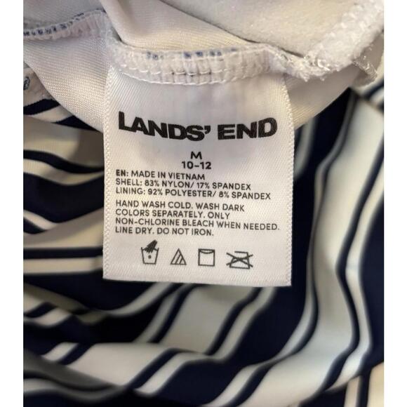 Lands End 1 Pc Swim Wide Straps‎ M Blue White Stripe 1864 - Picture 5 of 5